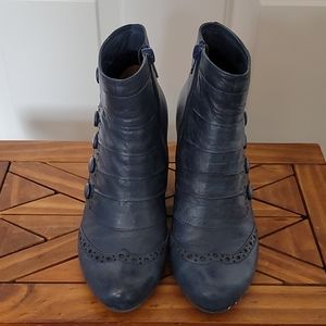 Miz Mooz blue wedge ankle booties